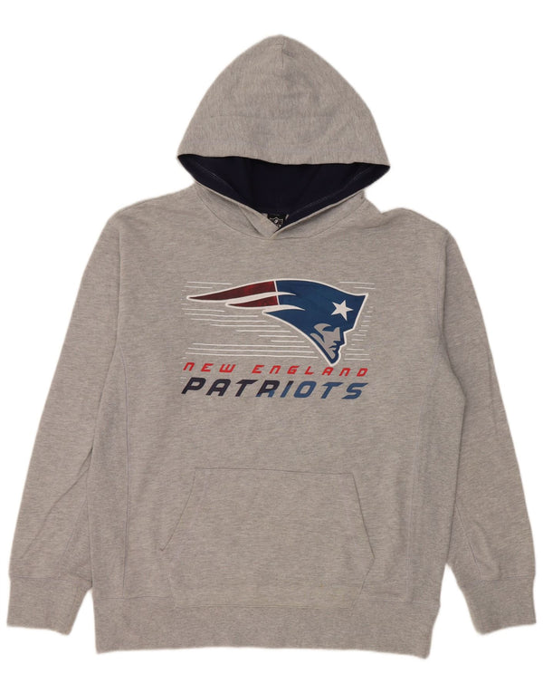 NFL Mens Patriots Graphic Sudadera con capucha Jumper Grande Gris Algodón