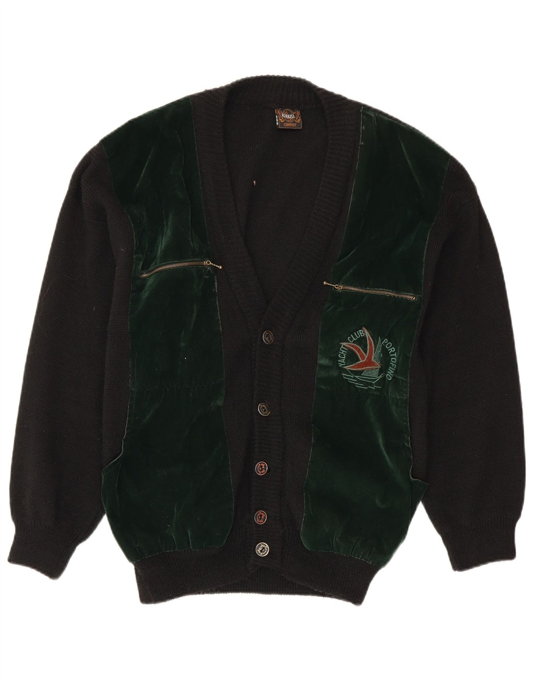 YACHTING CLUB Suéter tipo cárdigan para hombre Medium Black Colorblock