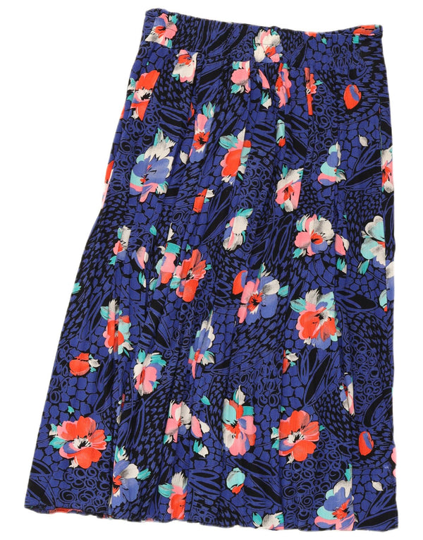 LIBRA Falda midi para mujer UK 14 Medium W30 Viscosa floral azul