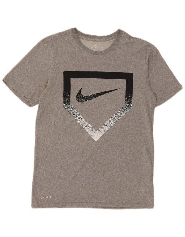 Nike Dri Fit Graphic Camiseta para hombre, talla pequeña, algodón gris
