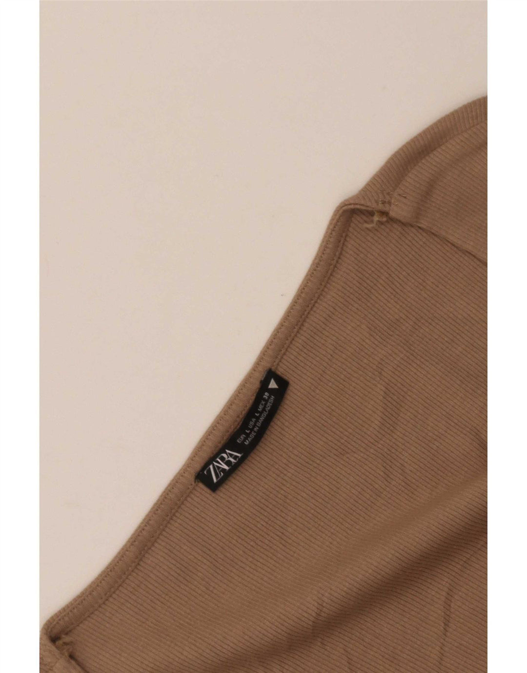 Zara Mujer Crop Top Manga Larga UK 44 Grande Marrón