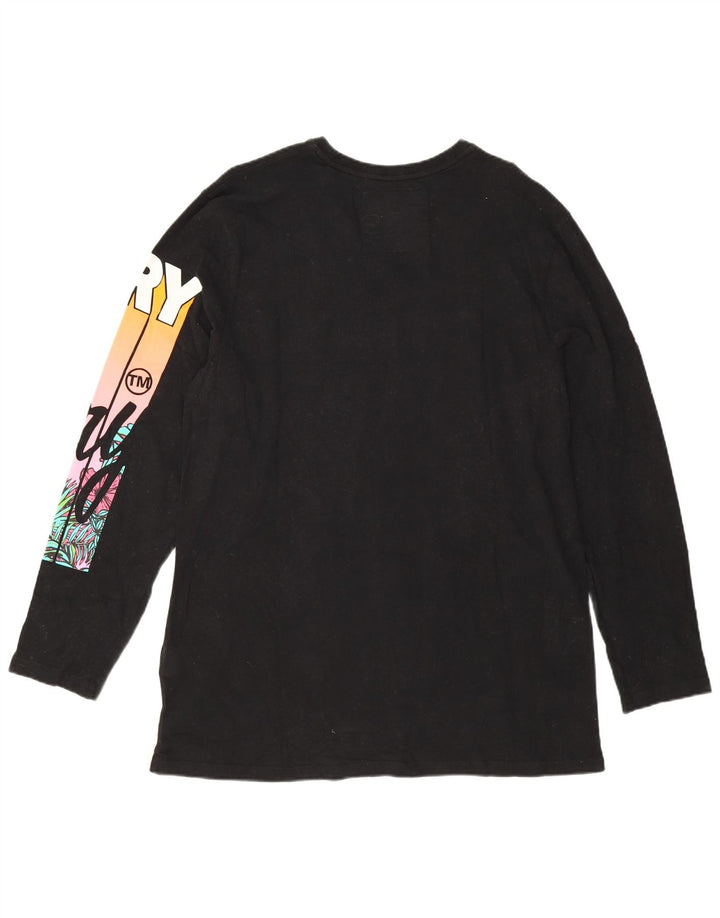 Superdry Mujer Graphic Top Manga Larga UK 40 XL Algodón Negro