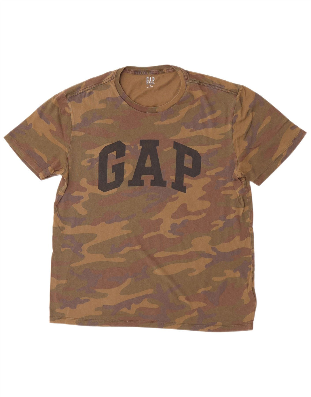 Gap Hombre Camiseta Gráfica Top Algodón Camuflaje Marrón Medio