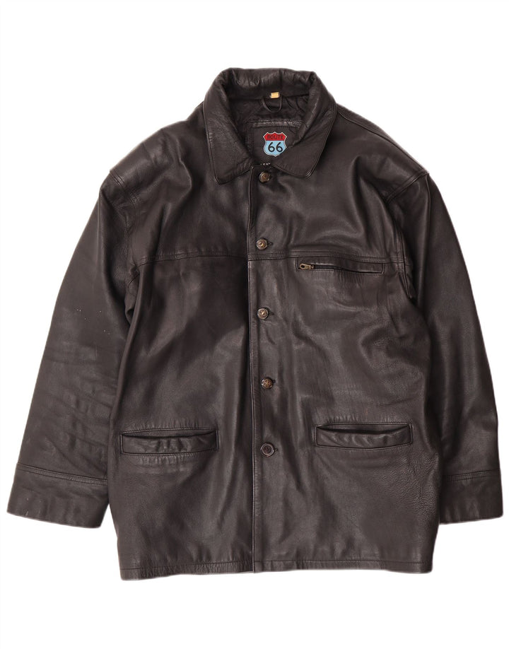 ROUTE 66 Chaqueta de cuero para hombre UK 40 Grande Cuero negro
