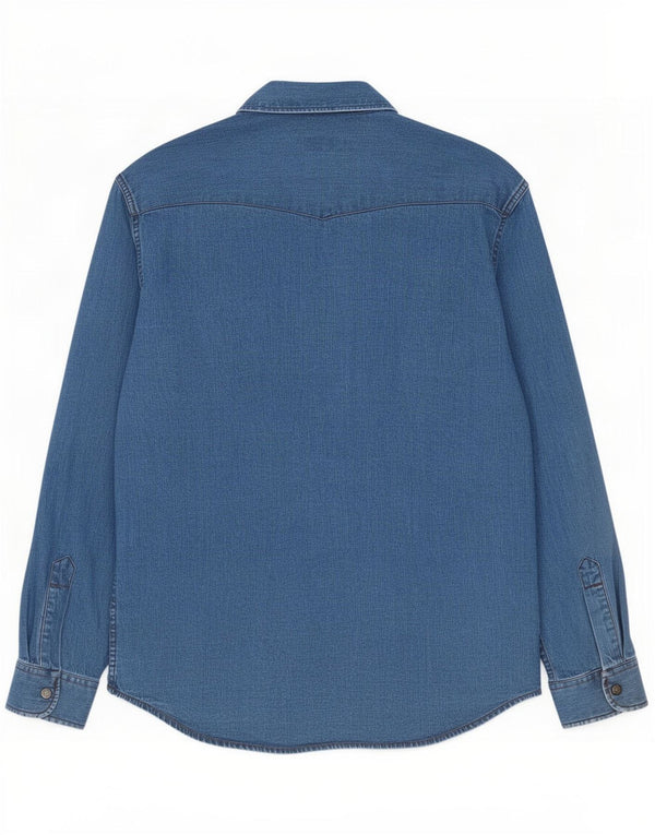 Camisa vaquera Carrera para hombre Algodón azul medio