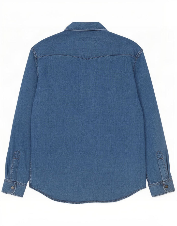 Camisa vaquera Carrera para hombre Algodón azul medio