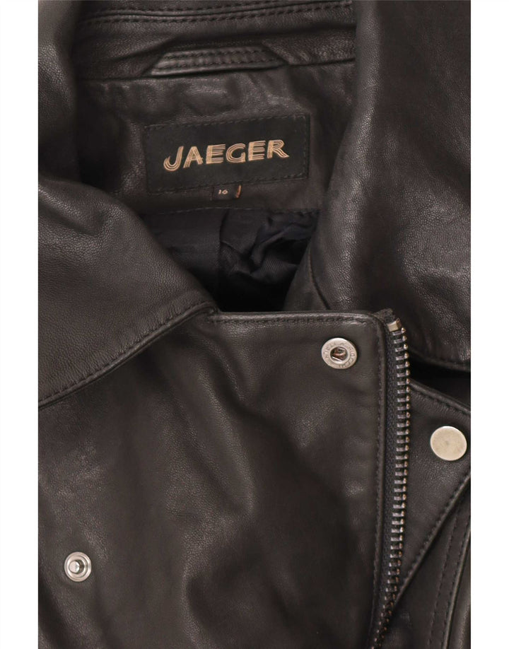 Jaeger Chaqueta motera de cuero para mujer Reino Unido 46 Grande Cuero negro