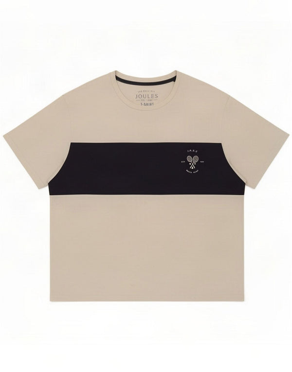 Joules Camiseta estampada para hombre Top 2XL Algodón blanco con bloques de color