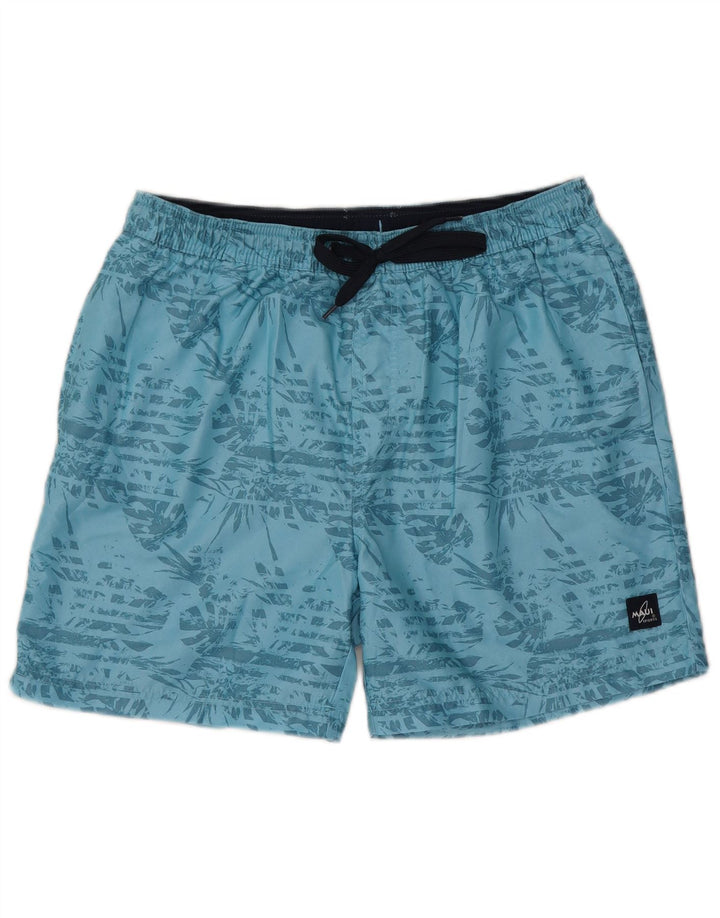 Bañador Vintage para Hombre Talla Grande Azul con Estampado Floral de Poliéster
