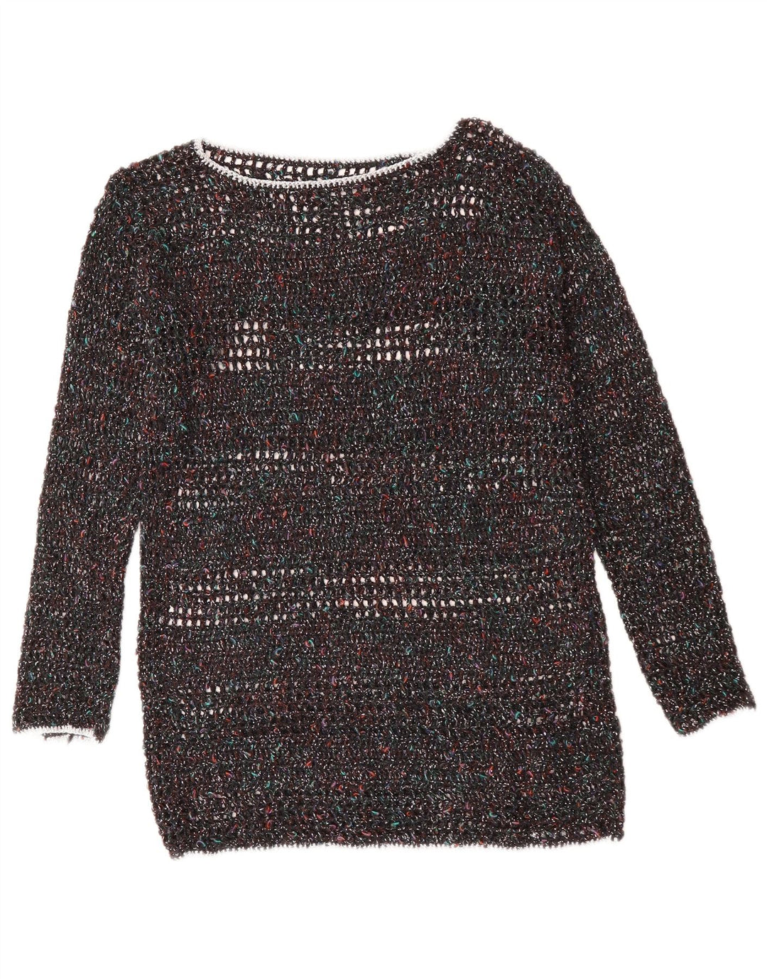 VINTAGE Mujer Barco Cuello Jersey Suéter Reino Unido 12 Medio Multicolor Flecked