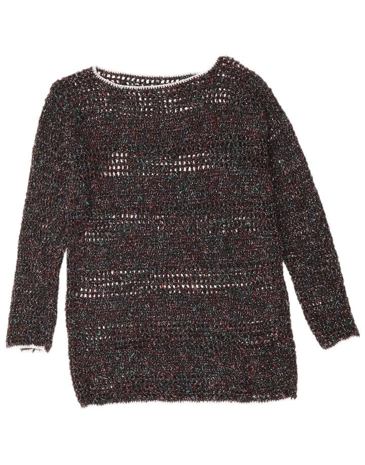 VINTAGE Mujer Barco Cuello Jersey Suéter Reino Unido 12 Medio Multicolor Flecked