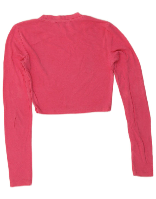 Zara Mujer Crop Top Manga Larga UK 8 Small Rosa