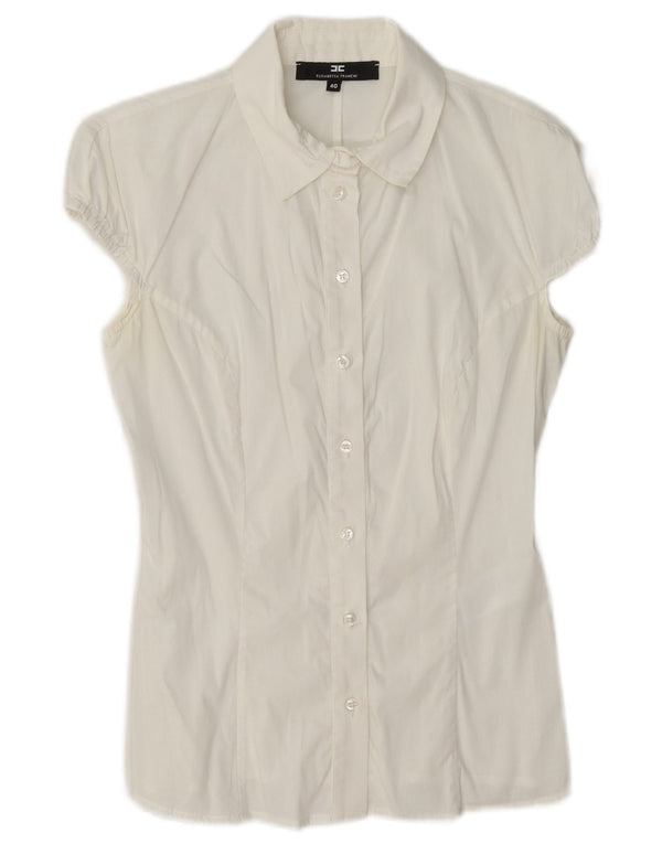 Elisabetta Franchi Blusa de manga corta para mujer IT 40 Small White
