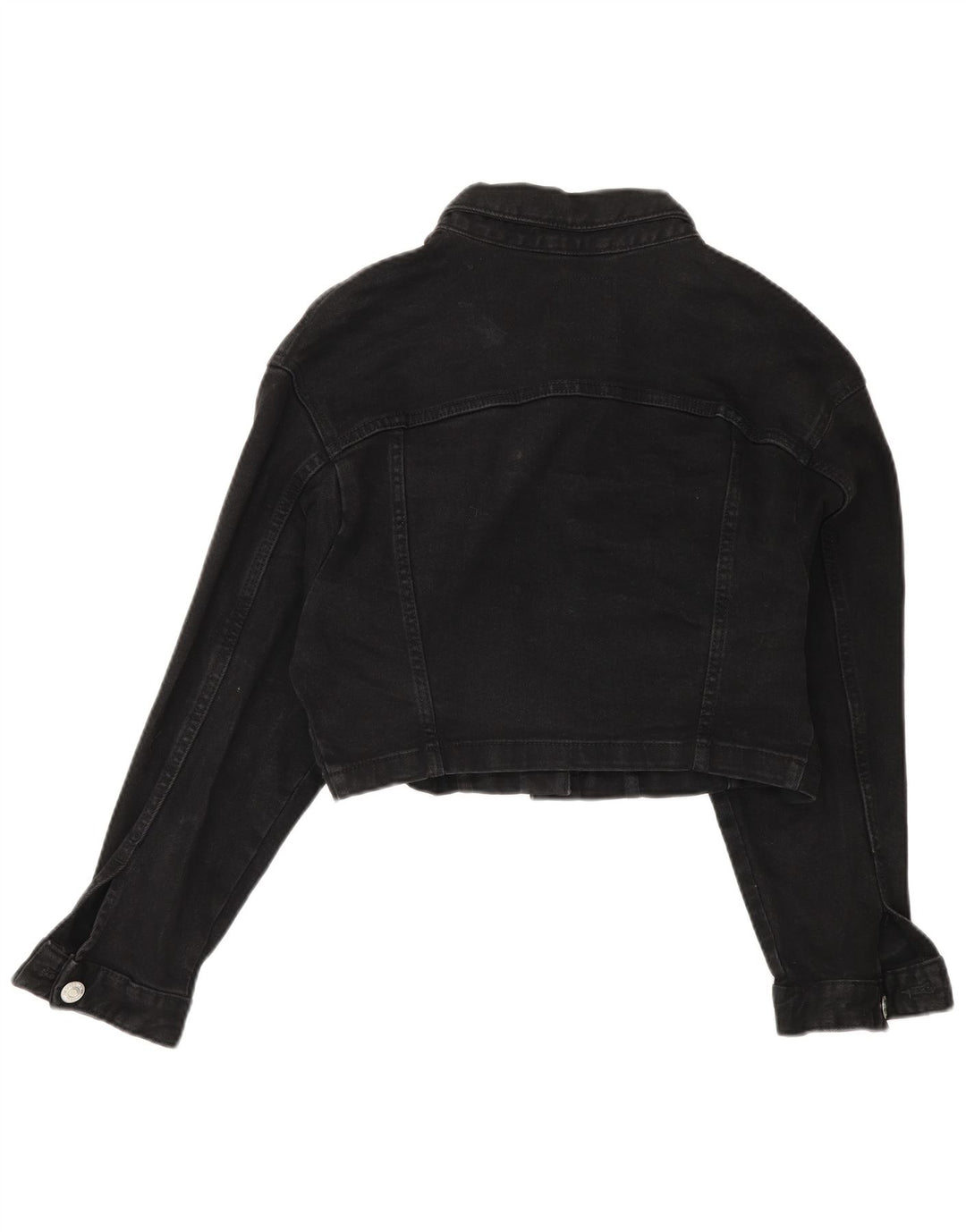 Zara Mujer Crop Chaqueta Vaquera Extragrande UK 44 Mediano Negro