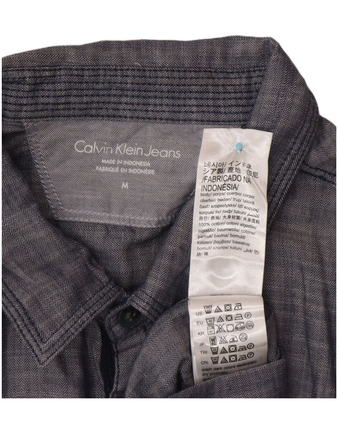 CALVIN KLEIN JEANS Camisa de manga corta para hombre Azul marino medio Espiga