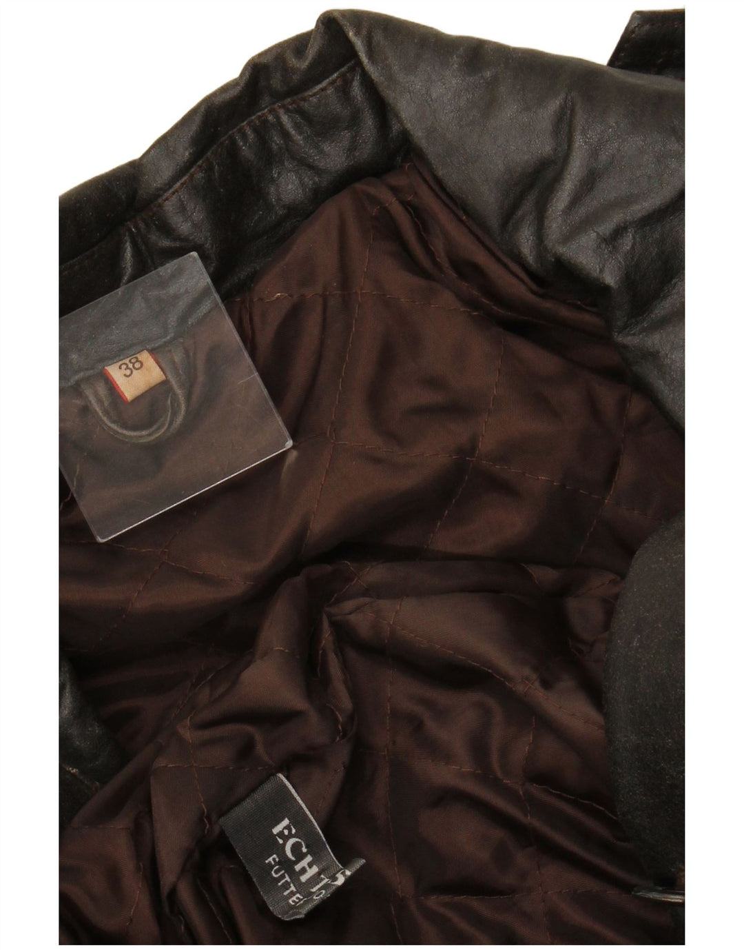 VINTAGE Abrigo de cuero de doble pecho para mujer EU 38 Cuero marrón medio