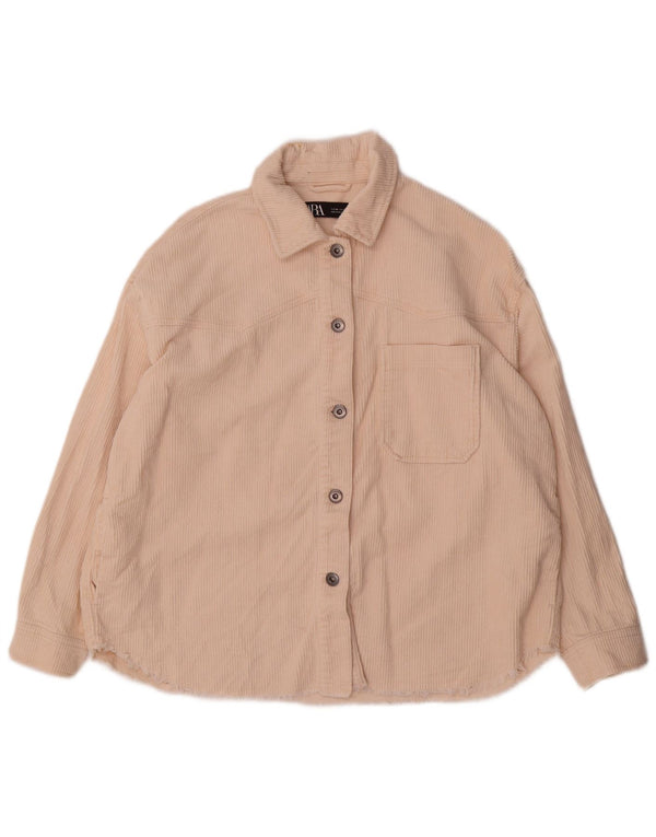 Zara Mujer Camisa De Pana Extragrande UK 6 XS Algodón Beige