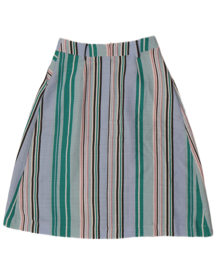 Oasis Falda Acampanada para Mujer UK 10 Small W27 Poliéster A Rayas Azul