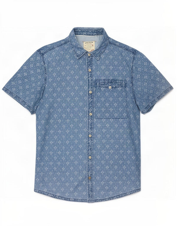 Camisa de manga corta para hombre Fat Face de algodón geométrico azul grande