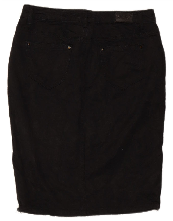 Vintage mujer lápiz falda EU 40 medio W30 negro algodón clásico