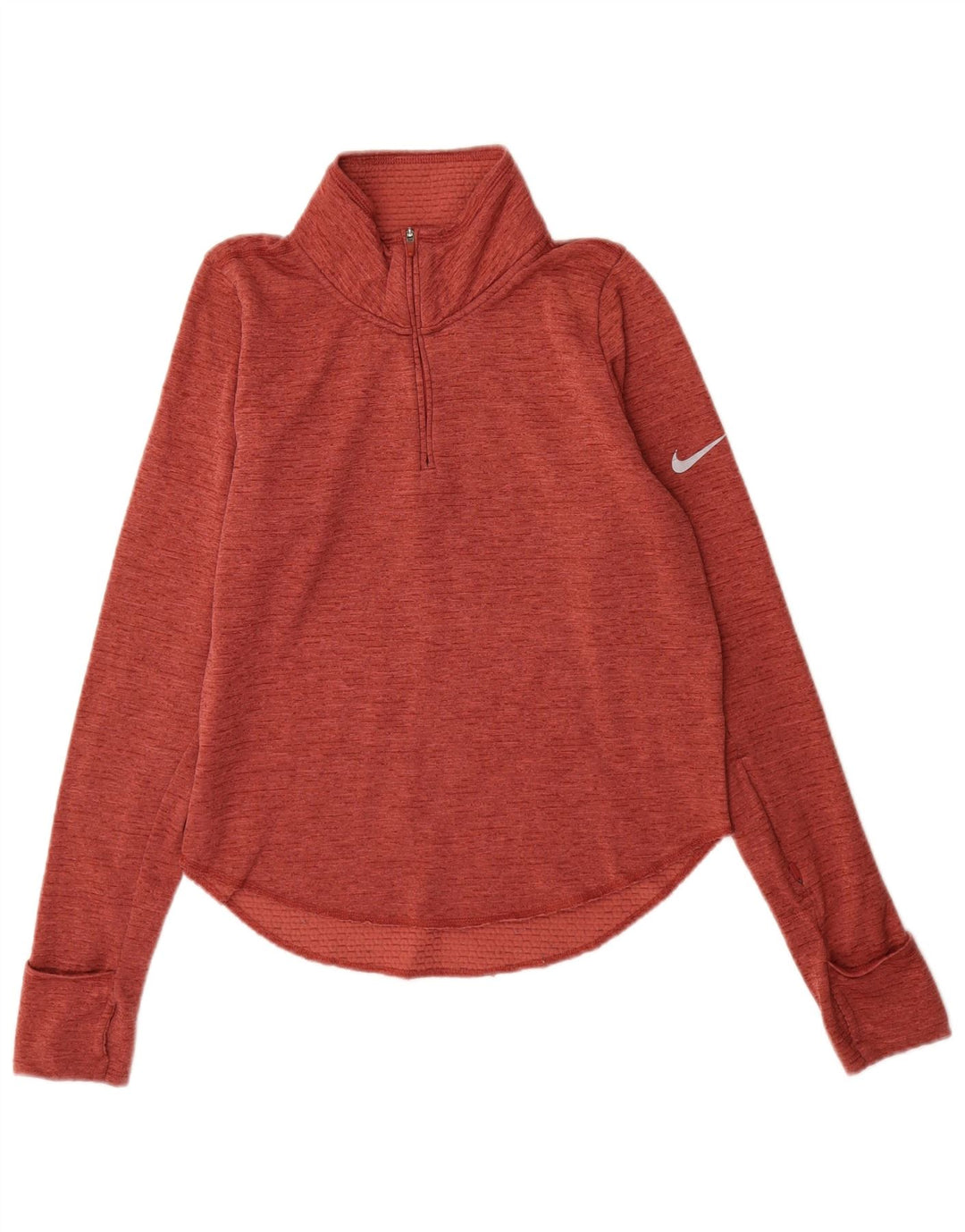 Nike Mujer Dri Fit Running Jersey Chándal Top UK 6 XS Rojo Moteado