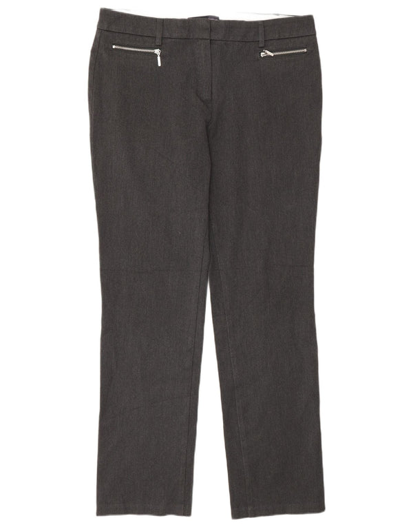 Marks & Spencer Pantalones Casuales Rectos para Mujer UK 12 Medium W32 L29 Gris