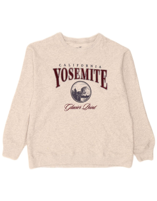 Hollister Hombre Sudadera Gráfica Jumper Small Gris Algodón