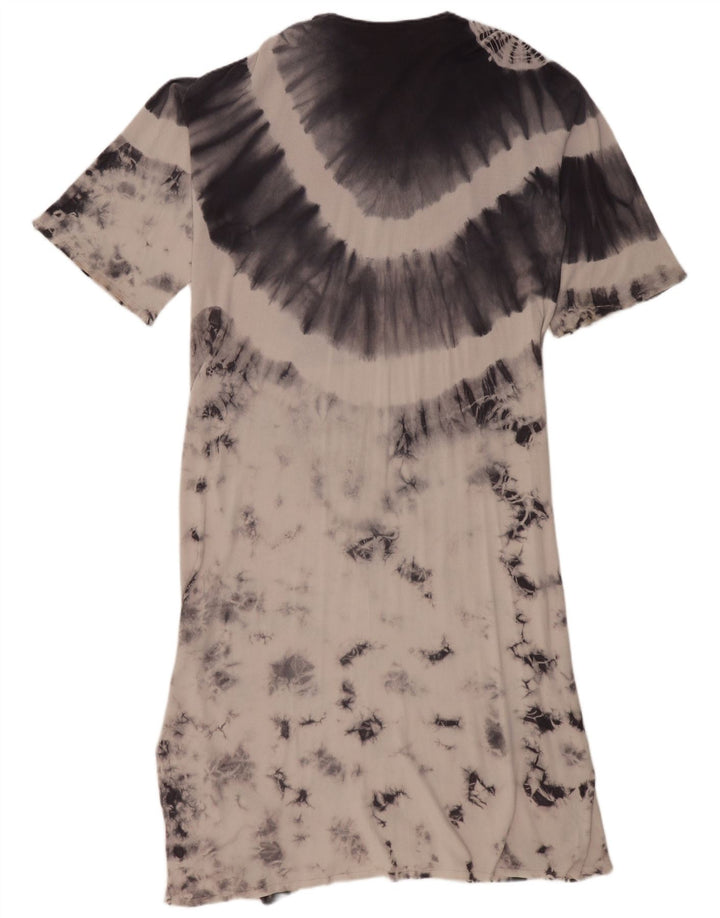 Zara Mujer Maxi Vestido Extragrande UK 40 Pequeño Gris Tie Dye Viscosa
