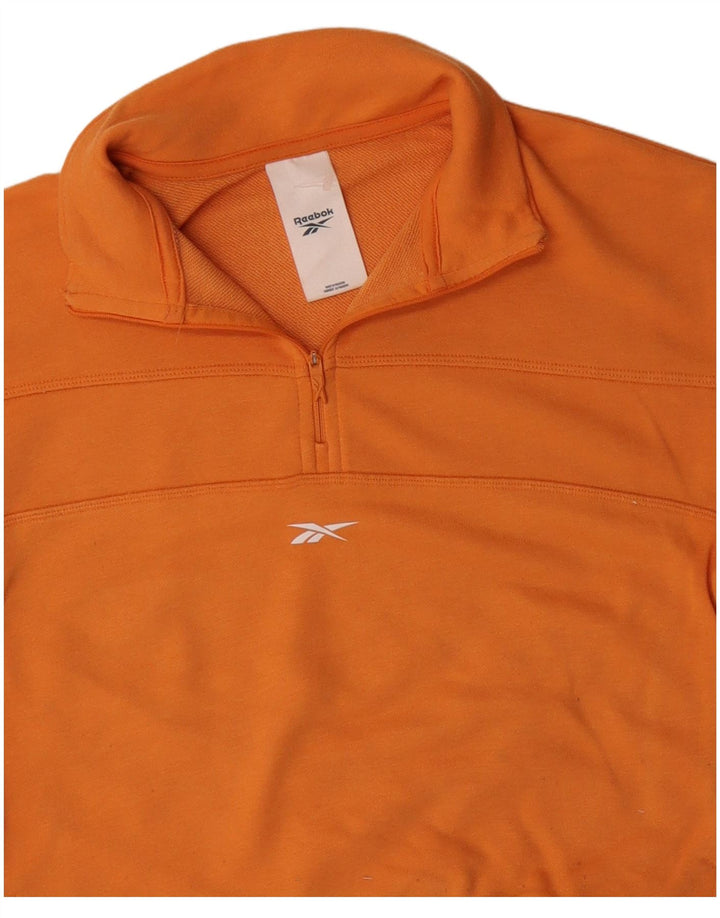 REEBOK Sudadera corta con cuello y cremallera para mujer UK 40 Mediano Naranja