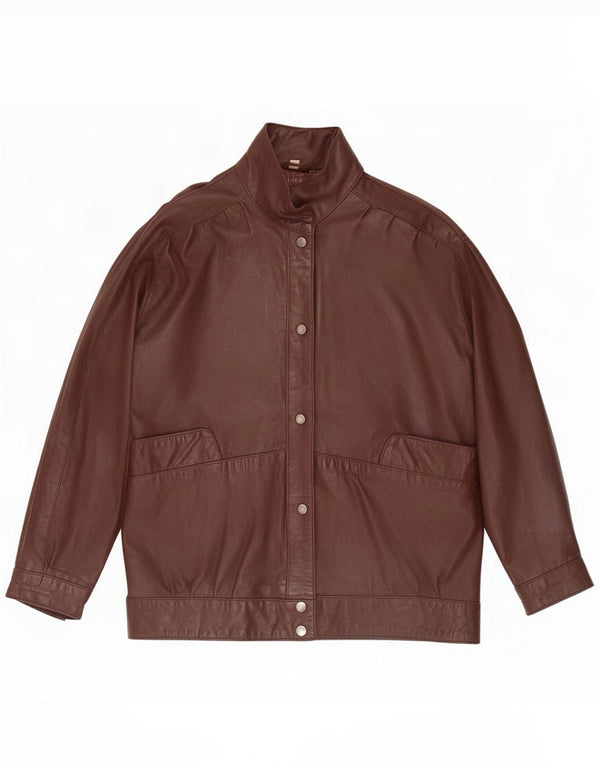 Chaqueta de cuero vintage para mujer UK 44 Marrón medio