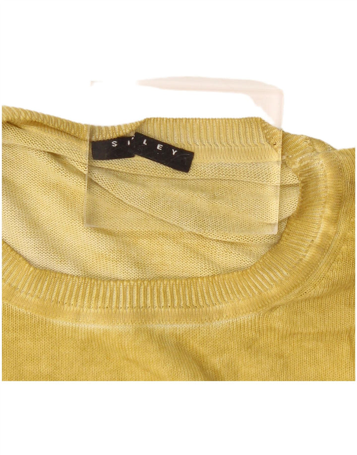 Sisley Jersey de cuello redondo para mujer, talla 40, color amarillo mediano