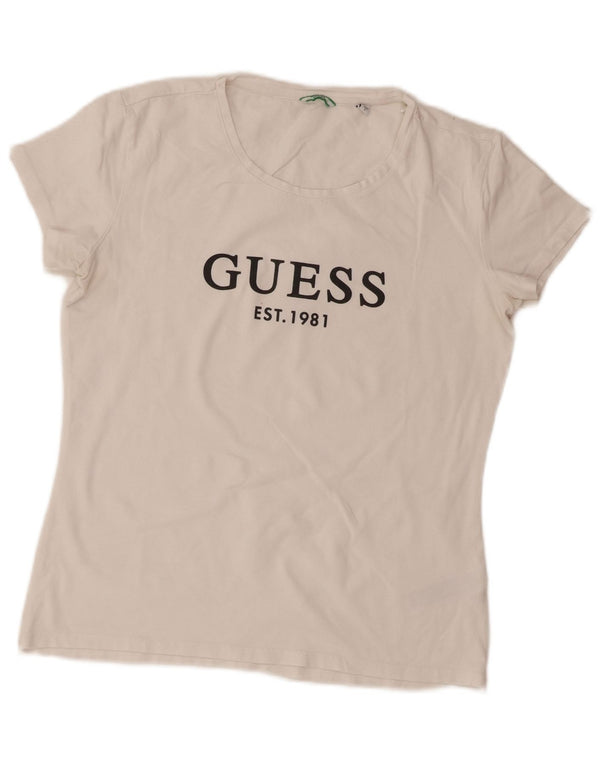Guess Camiseta gráfica para mujer Top UK 44 Large White Cotton