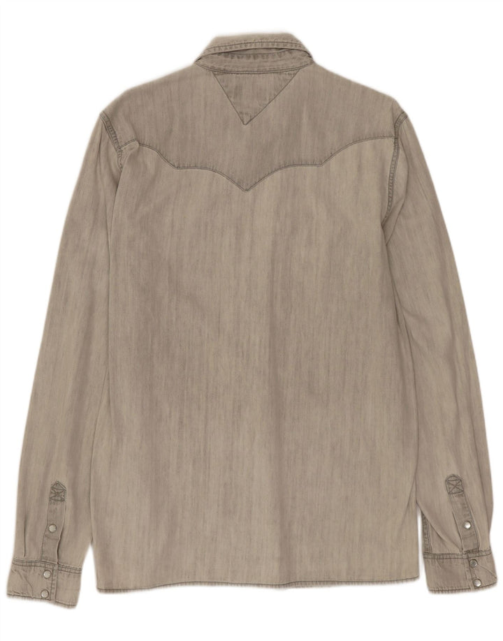 TOMMY HILFIGER Camisa vaquera para hombre Algodón gris grande