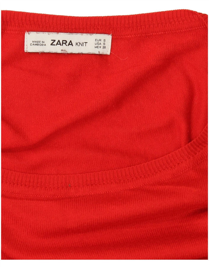 Zara - Jersey extragrande con cuello barco para mujer, talla 10, color rojo