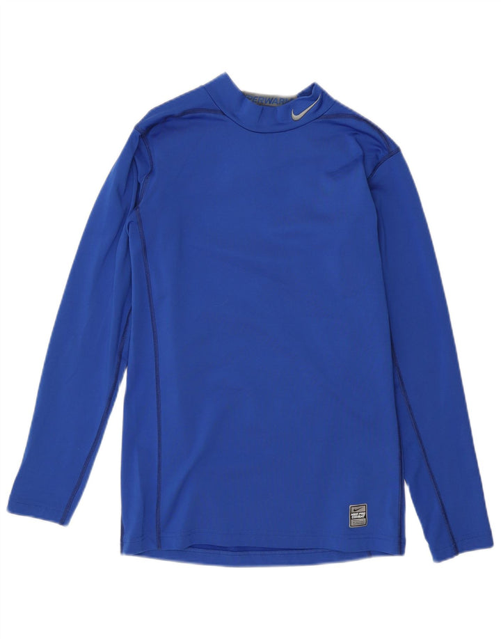 Camiseta Nike Dri Fit para hombre de manga larga de poliéster azul medio