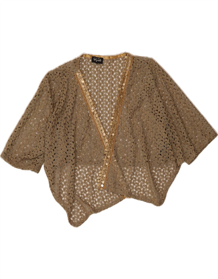 PER UNA Womens Crop Cardigan Top UK 20 2XL Beige Polyester Vintage Per Una and Second-Hand Per Una from Messina Hembry 