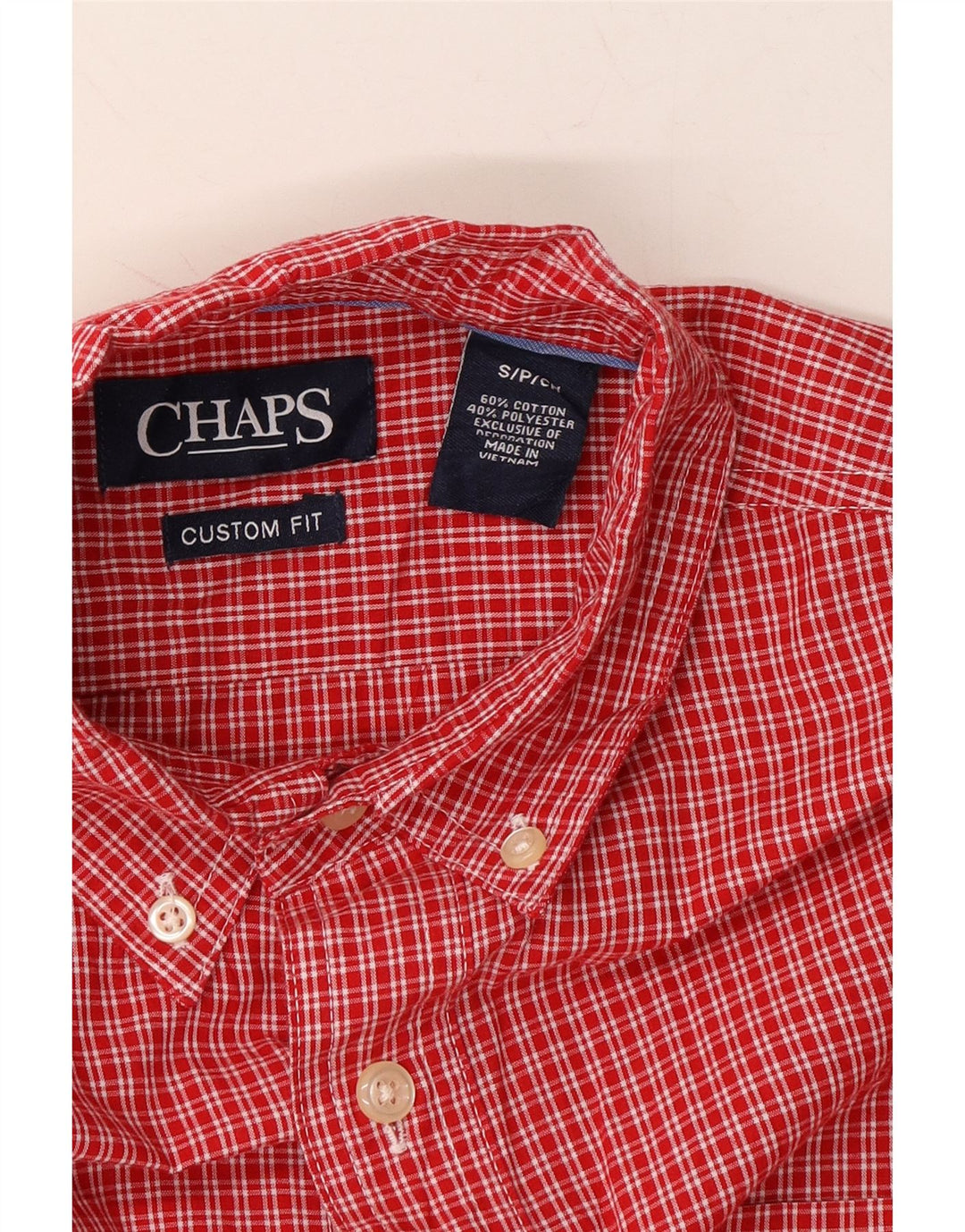 CHAPS Mens Custom Fit Shirt Small Red Check Cotton Vintage Chaps and Second-Hand Chaps from Messina Hembry 