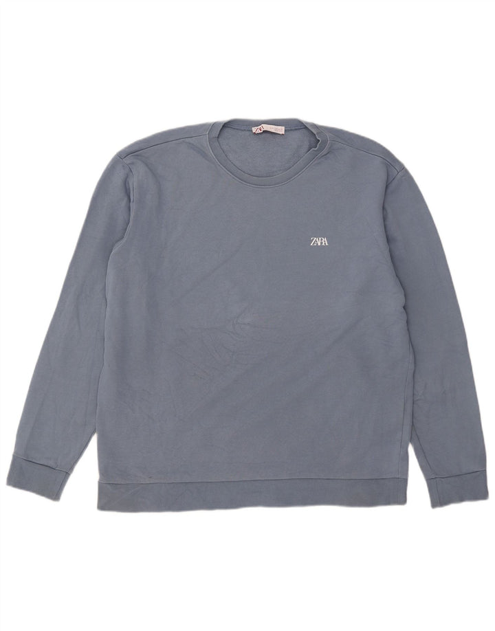 Zara Hombre Sudadera Jumper XL Azul Algodón