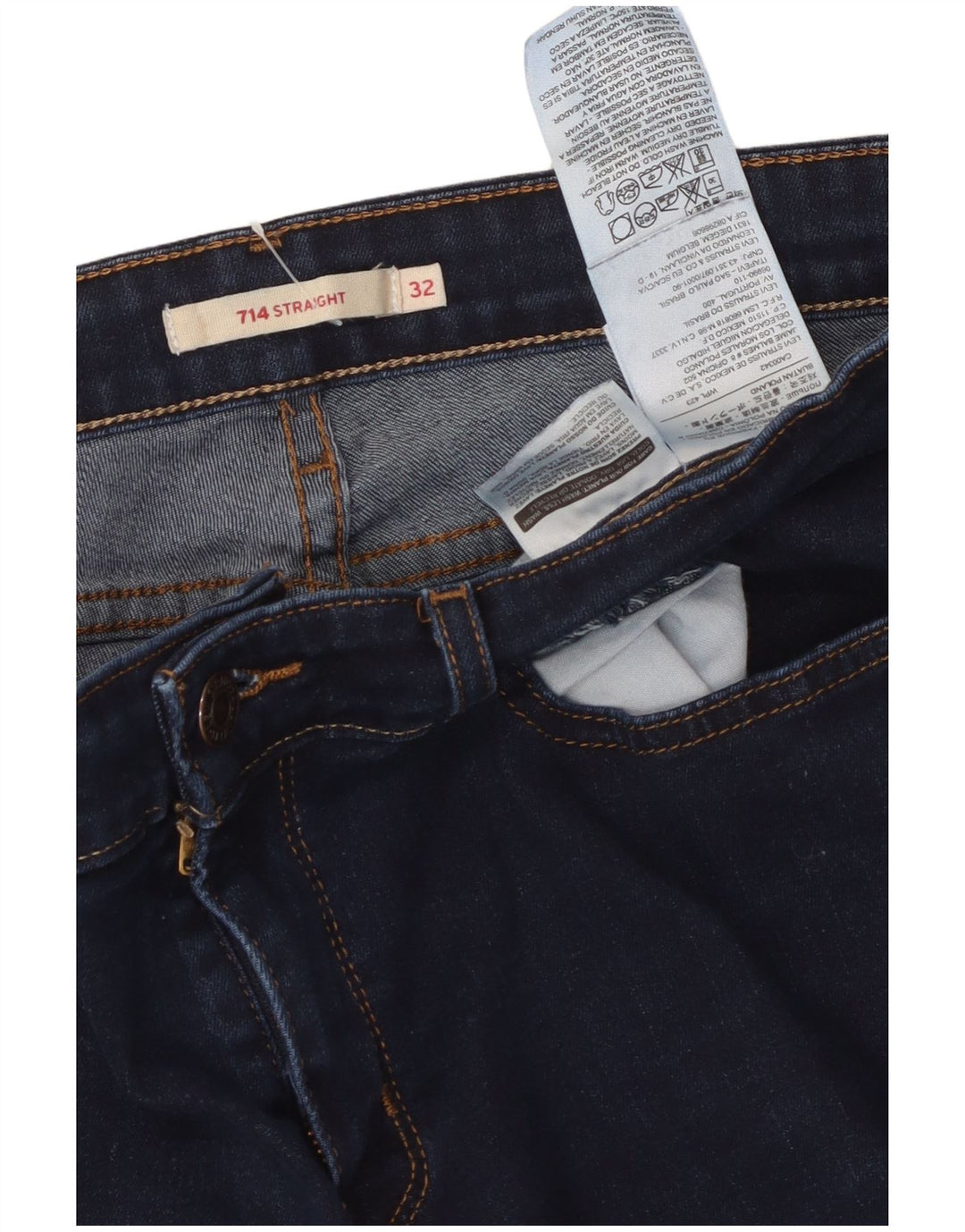 LEVI'S Jeans rectos 714 para mujer W32 L28 Algodón azul marino