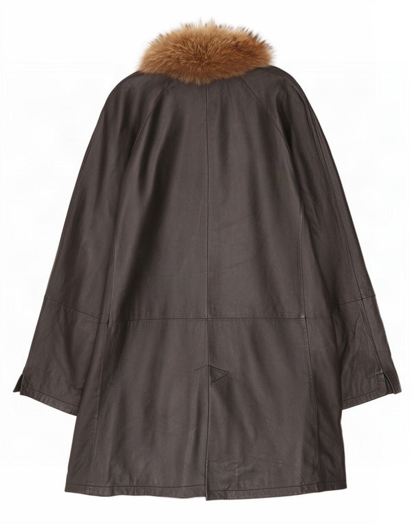 Vintage mujer abrigo de cuero de gran tamaño Reino Unido 18 XL negro