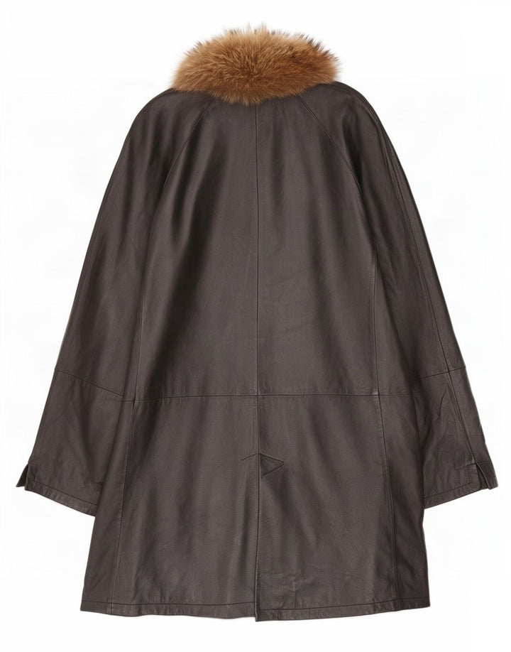 Vintage mujer abrigo de cuero de gran tamaño Reino Unido 18 XL negro