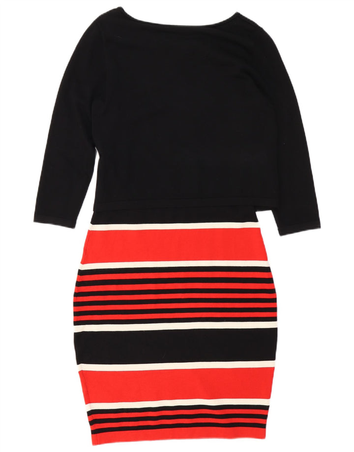 PHASE EIGHT Vestido tipo jersey de manga 3/4 para mujer UK 40 Small Black Stripes