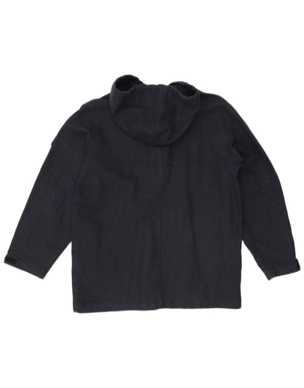 Vintage hombres con capucha chaqueta utilitaria Reino Unido 38 azul marino medio
