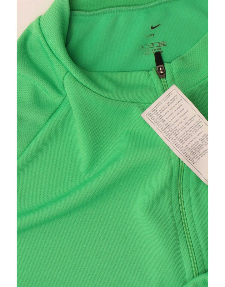 Nike Camiseta Dri Fit con cuello y cremallera para hombre, talla grande, poliéster verde