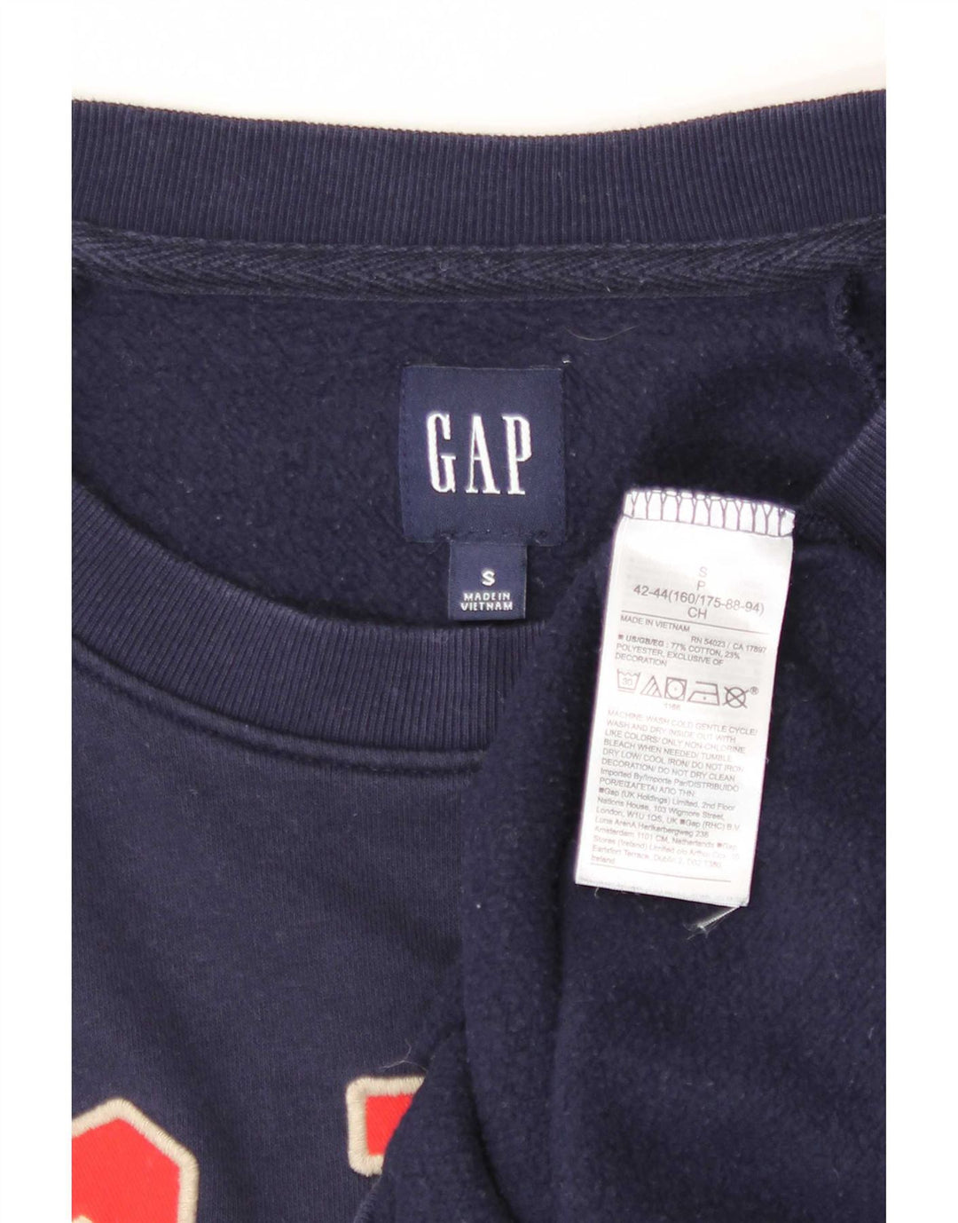Gap Mujer Crop Graphic Sudadera de Gran Tamaño Jersey UK 10 Small Azul Marino