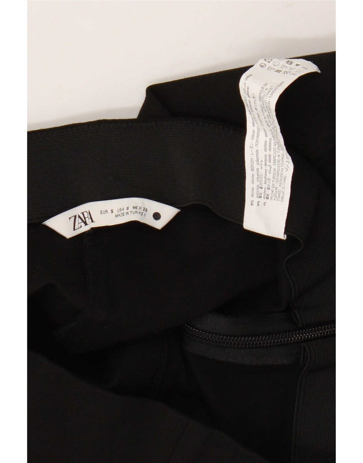 Zara Mujer Pantalón Corto Bootcut Small W26 L26 Viscosa Negra