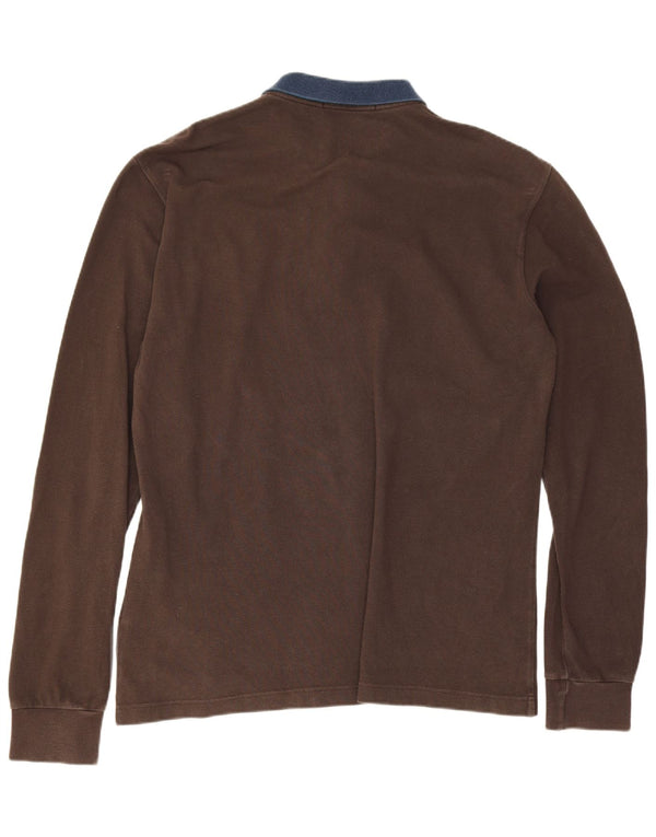 Fred Perry Polo De Rugby De Manga Larga Para Hombre XL Algodón Color Block Marrón