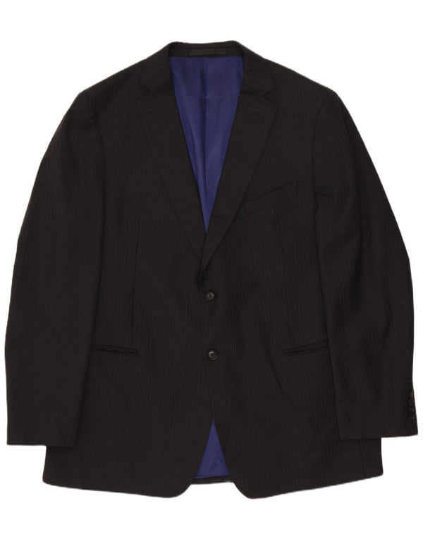 Marks & Spencer Chaqueta tipo blazer larga con 2 botones para hombre UK 44 XL Gris a rayas