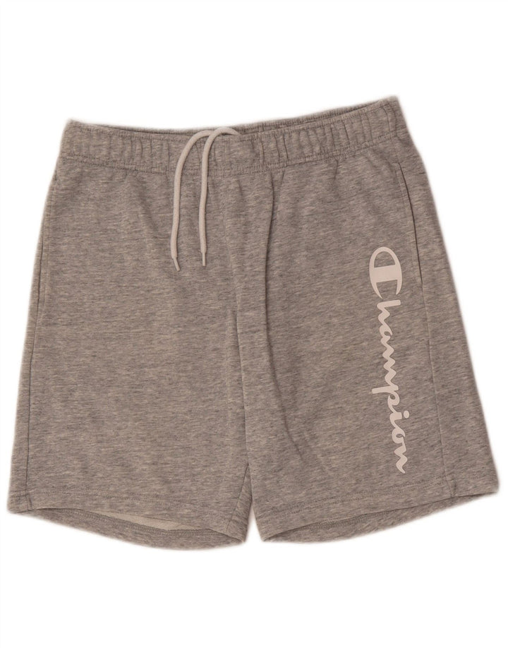 CHAMPION Mens Graphic Sport Shorts Large  Grey Cotton