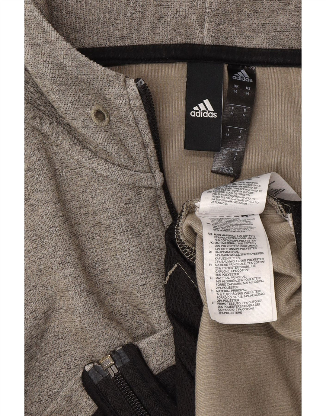 ADIDAS Mens Graphic Zip Hoodie Sweater Medium Grey Cotton Vintage Adidas and Second-Hand Adidas from Messina Hembry 